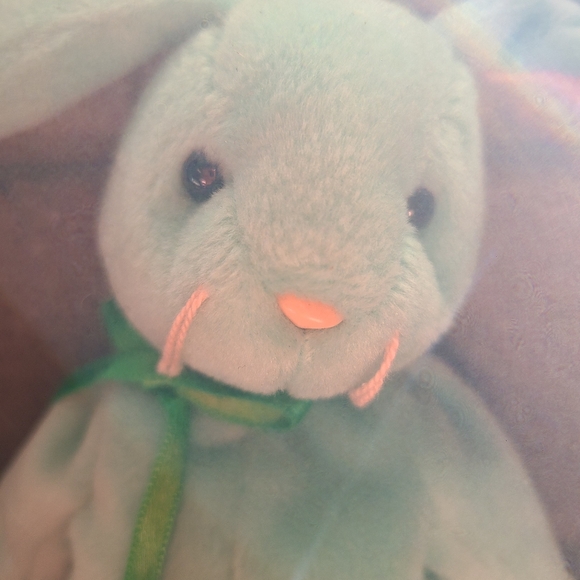 Extremely Rare 1996 Ty Beanie Baby Hippity Mint Green Bunny Rabbit Plush Toy - Picture 5 of 7